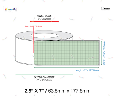 2.5" x 7" Inkjet Roll Labels - 3" Core / 6" Outer Diameter