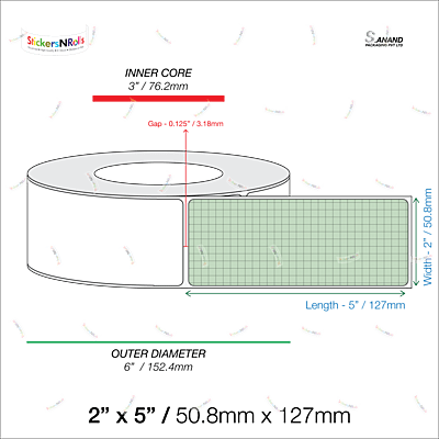 2" x 5" Inkjet Roll Labels - 3" Core / 6" Outer Diameter